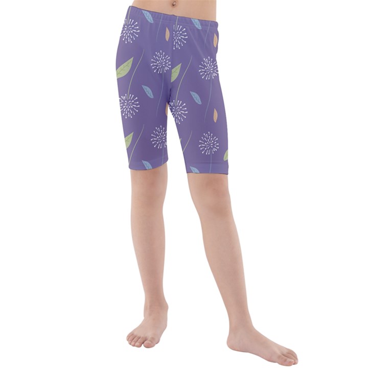 Seamless Pattern Floral Background Violet Background Kids  Mid Length Swim Shorts