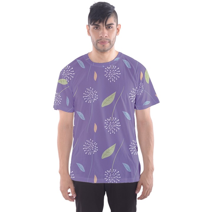 Seamless Pattern Floral Background Violet Background Men s Sport Mesh Tee