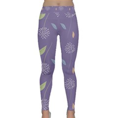 Seamless Pattern Floral Background Violet Background Classic Yoga Leggings by artworkshop