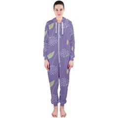 Seamless Pattern Floral Background Violet Background Hooded Jumpsuit (ladies)