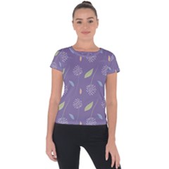 Seamless Pattern Floral Background Violet Background Short Sleeve Sports Top  by artworkshop