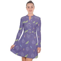 Seamless Pattern Floral Background Violet Background Long Sleeve Panel Dress by artworkshop