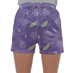 Seamless Pattern Floral Background Violet Background Sleepwear Shorts by artworkshop