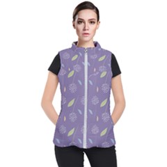 Seamless Pattern Floral Background Violet Background Women s Puffer Vest