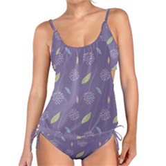 Seamless Pattern Floral Background Violet Background Tankini Set by artworkshop