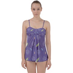 Seamless Pattern Floral Background Violet Background Babydoll Tankini Set by artworkshop