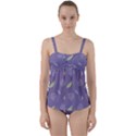 Seamless Pattern Floral Background Violet Background Twist Front Tankini Set View1