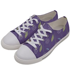 Seamless Pattern Floral Background Violet Background Women s Low Top Canvas Sneakers by artworkshop