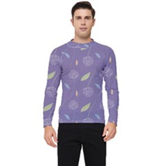 Seamless Pattern Floral Background Violet Background Men s Long Sleeve Rash Guard by artworkshop