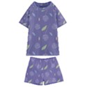 Seamless Pattern Floral Background Violet Background Kids  Swim Tee and Shorts Set View1