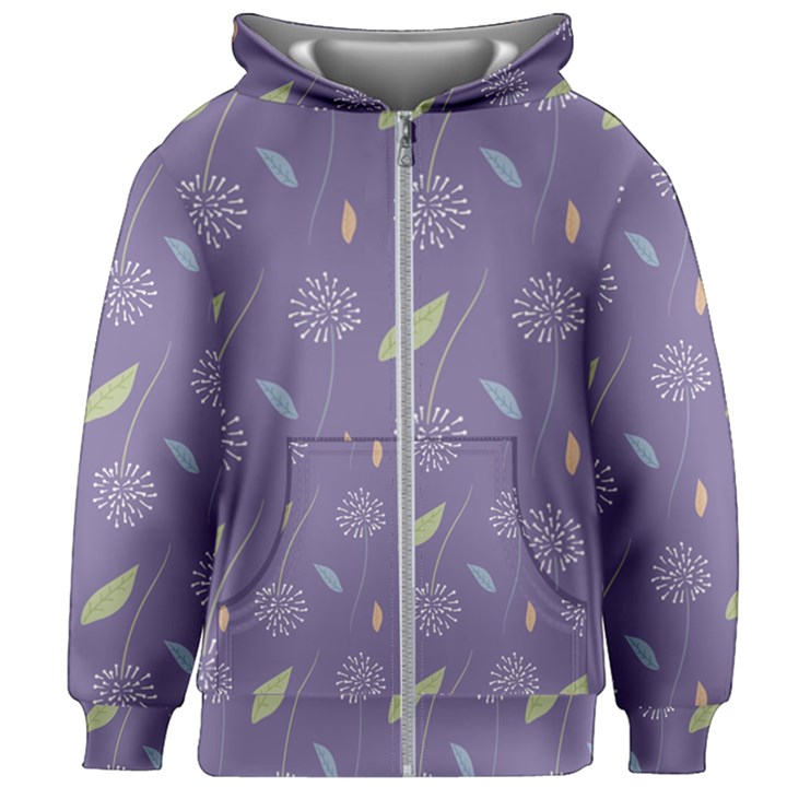 Seamless Pattern Floral Background Violet Background Kids  Zipper Hoodie Without Drawstring