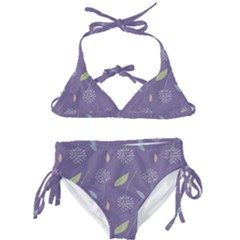 Seamless Pattern Floral Background Violet Background Kids  Classic Bikini Set by artworkshop