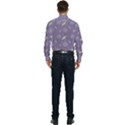 Seamless Pattern Floral Background Violet Background Men s Long Sleeve Pocket Shirt  View2