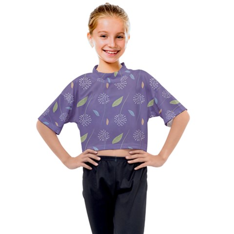 Seamless Pattern Floral Background Violet Background Kids Mock Neck Tee by artworkshop