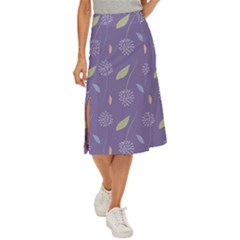 Seamless Pattern Floral Background Violet Background Midi Panel Skirt by artworkshop