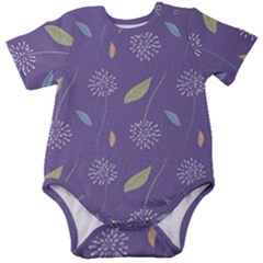 Seamless Pattern Floral Background Violet Background Baby Short Sleeve Onesie Bodysuit by artworkshop