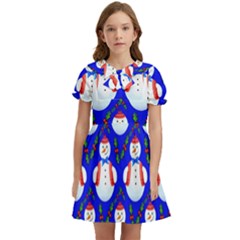 Seamless Repeat Repeating Pattern Kids  Bow Tie Puff Sleeve Dress