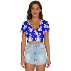 Seamless Repeat Repeating Pattern V-neck Crop Top by artworkshop