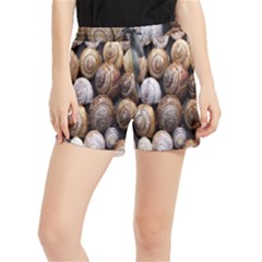 Snail Shells Pattern Arianta Arbustorum Women s Runner Shorts by artworkshop