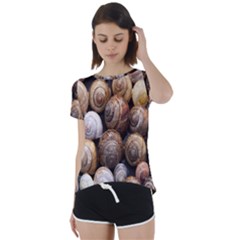 Snail Shells Pattern Arianta Arbustorum Short Sleeve Open Back Tee