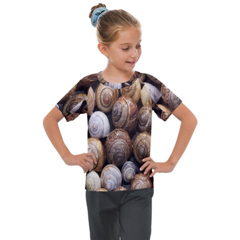 Snail Shells Pattern Arianta Arbustorum Kids  Mesh Piece Tee by artworkshop