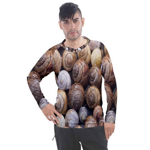 Snail Shells Pattern Arianta Arbustorum Men s Pique Long Sleeve Tee by artworkshop