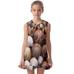 Snail Shells Pattern Arianta Arbustorum Kids  Pilgrim Collar Ruffle Hem Dress by artworkshop