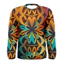 Orange, turquoise and blue pattern  Men s Long Sleeve Tee View1