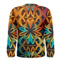 Orange, turquoise and blue pattern  Men s Long Sleeve Tee View2