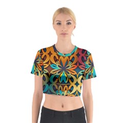 Orange, turquoise and blue pattern  Cotton Crop Top