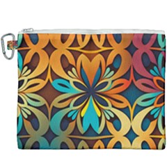 Orange, Turquoise And Blue Pattern  Canvas Cosmetic Bag (xxxl) by Sobalvarro