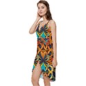 Orange, turquoise and blue pattern  Wrap Frill Dress View2