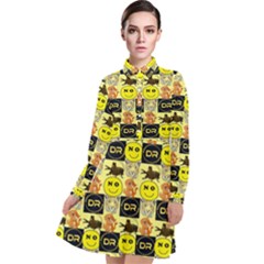 Smily Long Sleeve Chiffon Shirt Dress