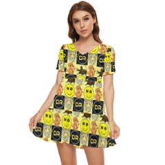 Smily Tiered Short Sleeve Babydoll Dress