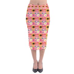 Egg Eyes Velvet Midi Pencil Skirt by Sparkle