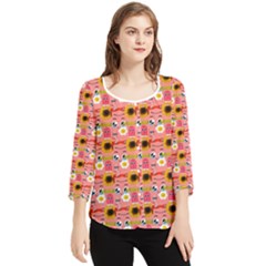 Egg Eyes Chiffon Quarter Sleeve Blouse by Sparkle