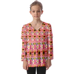 Egg Eyes Kids  V Neck Casual Top by Sparkle