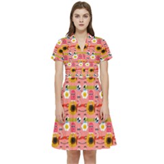 Egg Eyes Short Sleeve Waist Detail Dress by Sparkle