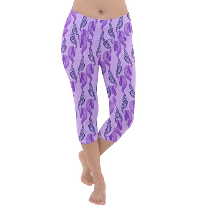 Unicorn Butterfly Lightweight Velour Capri Yoga Leggings