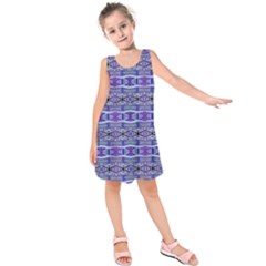 Vertical Striped Ornate Seamless Pattern Kids  Sleeveless Dress