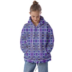 Vertical Striped Ornate Seamless Pattern Kids  Oversized Hoodie