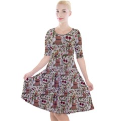 Pattern  Quarter Sleeve A-line Dress