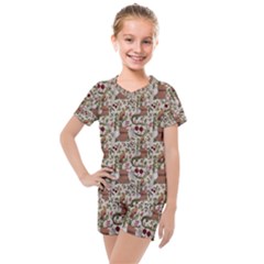 Pattern  Kids  Mesh Tee And Shorts Set