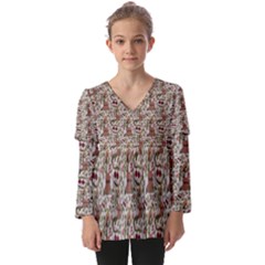 Pattern  Kids  V Neck Casual Top