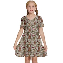 Pattern  Kids  Short Sleeve Tiered Mini Dress