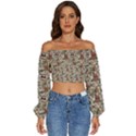 pattern  Long Sleeve Crinkled Weave Crop Top View1