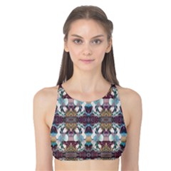 Multicolored Ornate Decorate Pattern Tank Bikini Top