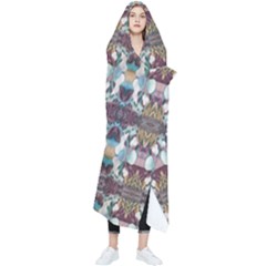 Multicolored Ornate Decorate Pattern Wearable Blanket