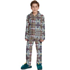 Multicolored Ornate Decorate Pattern Kids  Long Sleeve Velvet Pajamas Set by dflcprintsclothing