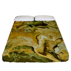 Kaleido Art Gold Fitted Sheet (california King Size) by kaleidomarblingart